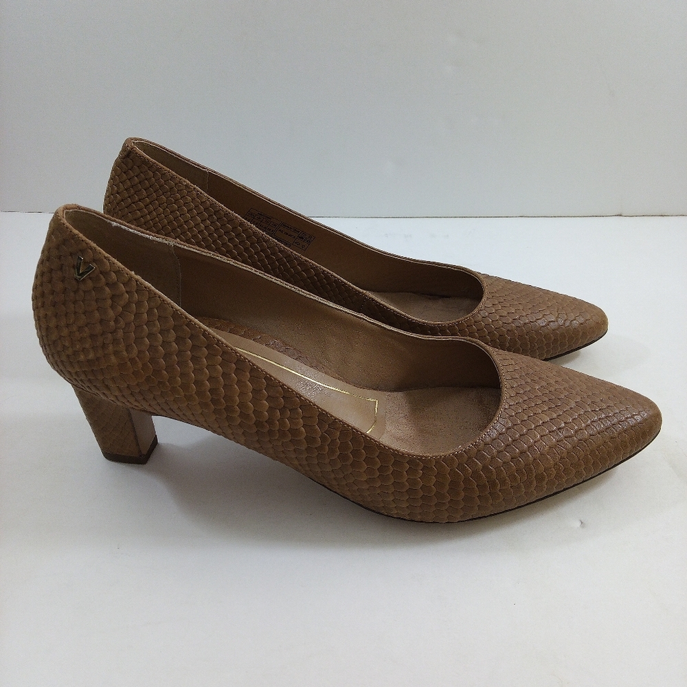Vionic Mia Women 9.5 Snake Print Brown Leather Pumps